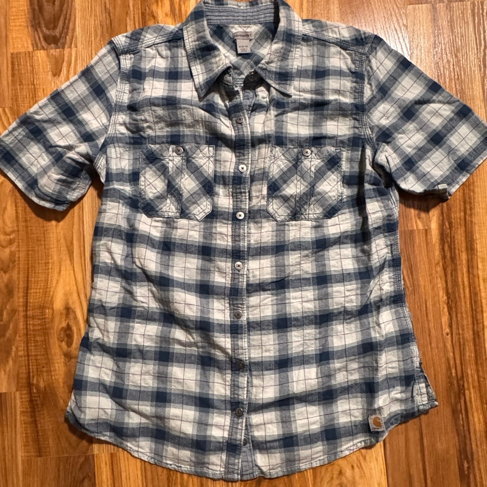 Women’s Carhartt Plaid Short Sleeve Button Up Medium